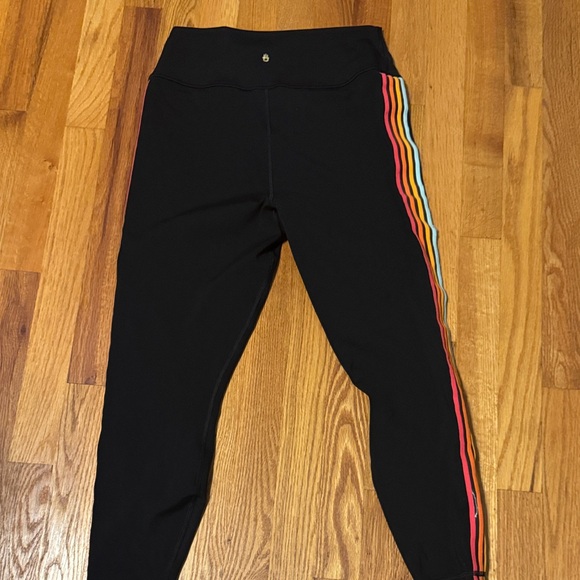 Spiritual Gangster Black Leggings with Colorful Stripes - Picture 5 of 5